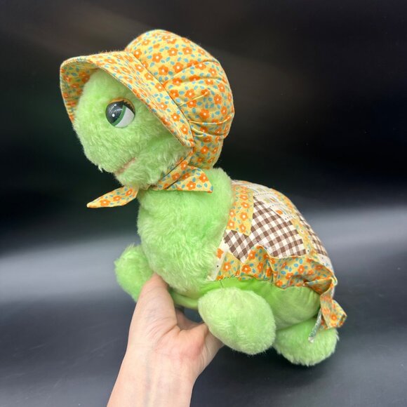 Vintage Knickerbocker Turtle 1970s Stuffed Animal Patchwork Shell Green READ - Picture 1 of 10